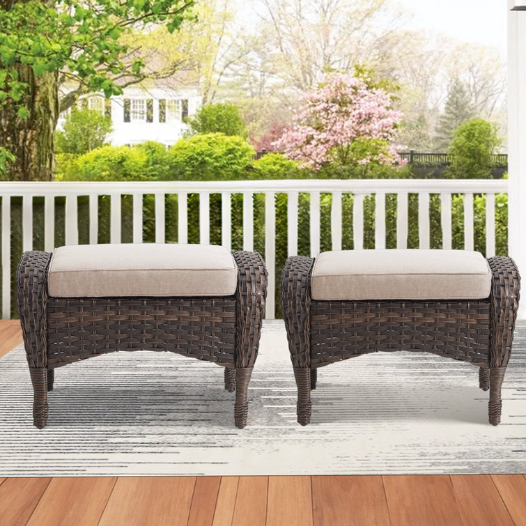 Red Barrel Studio® Pragnya Upholstered Outdoor Ottoman & Reviews | Wayfair